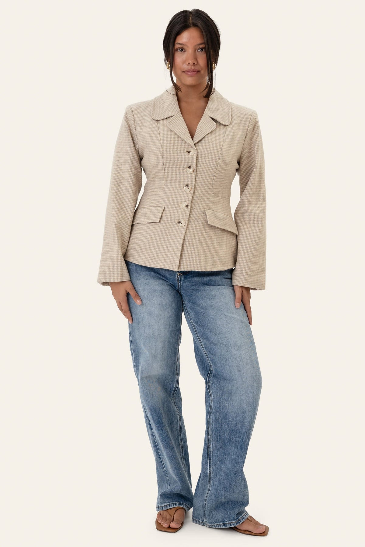 Blazer StineIC - Quadrados Bege