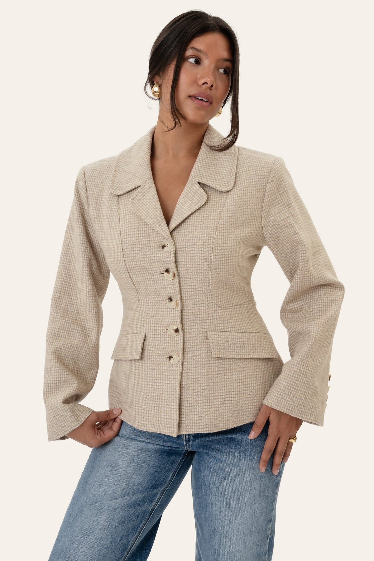 Blazer StineIC - Quadrados Bege