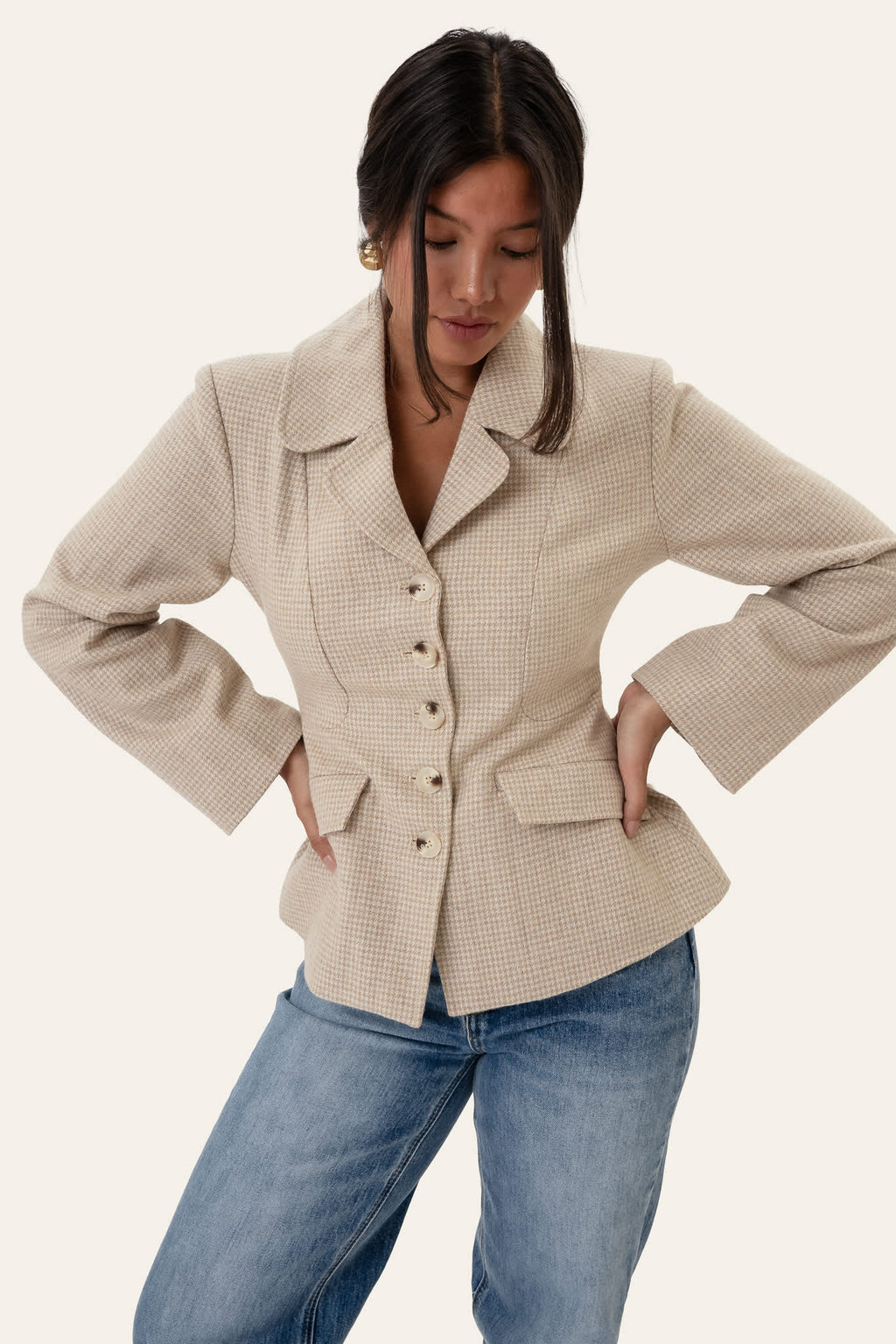 Blazer StineIC - Quadrados Bege