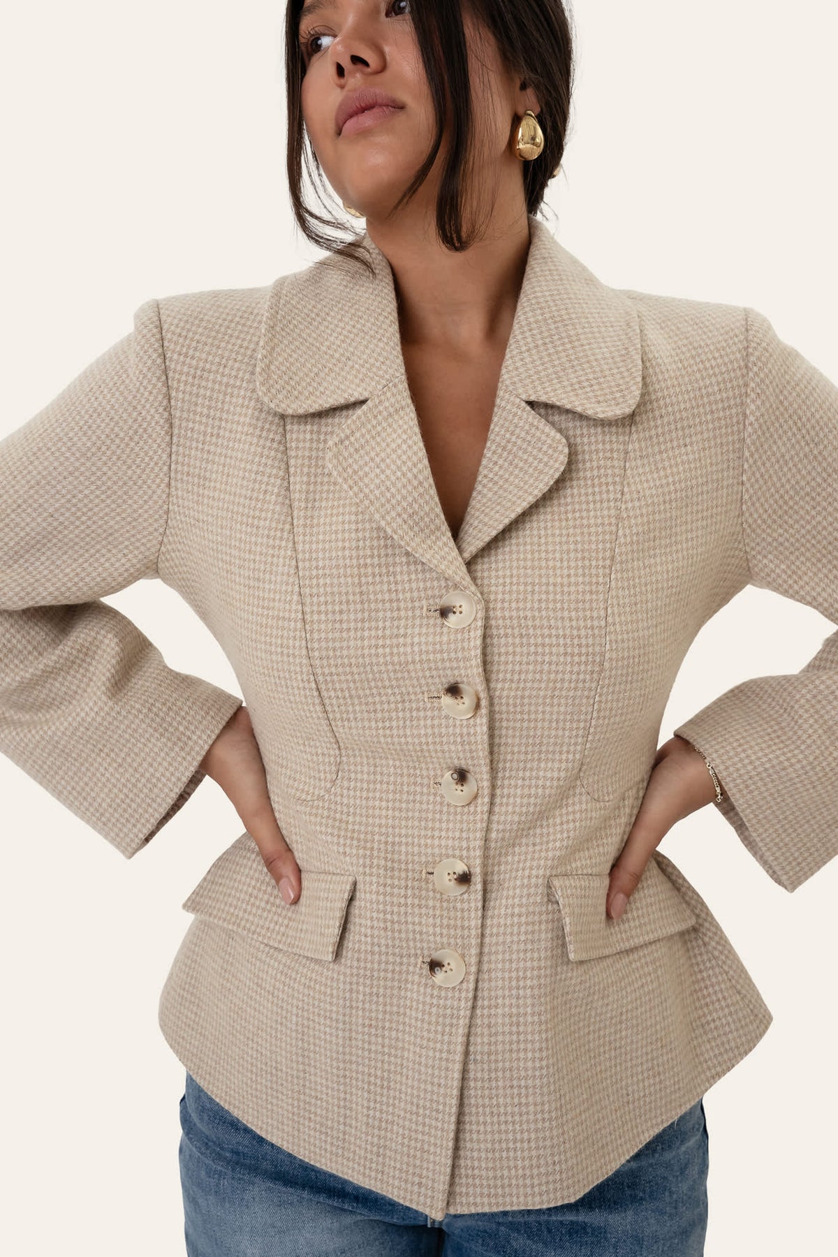 Blazer StineIC - Quadrados Bege