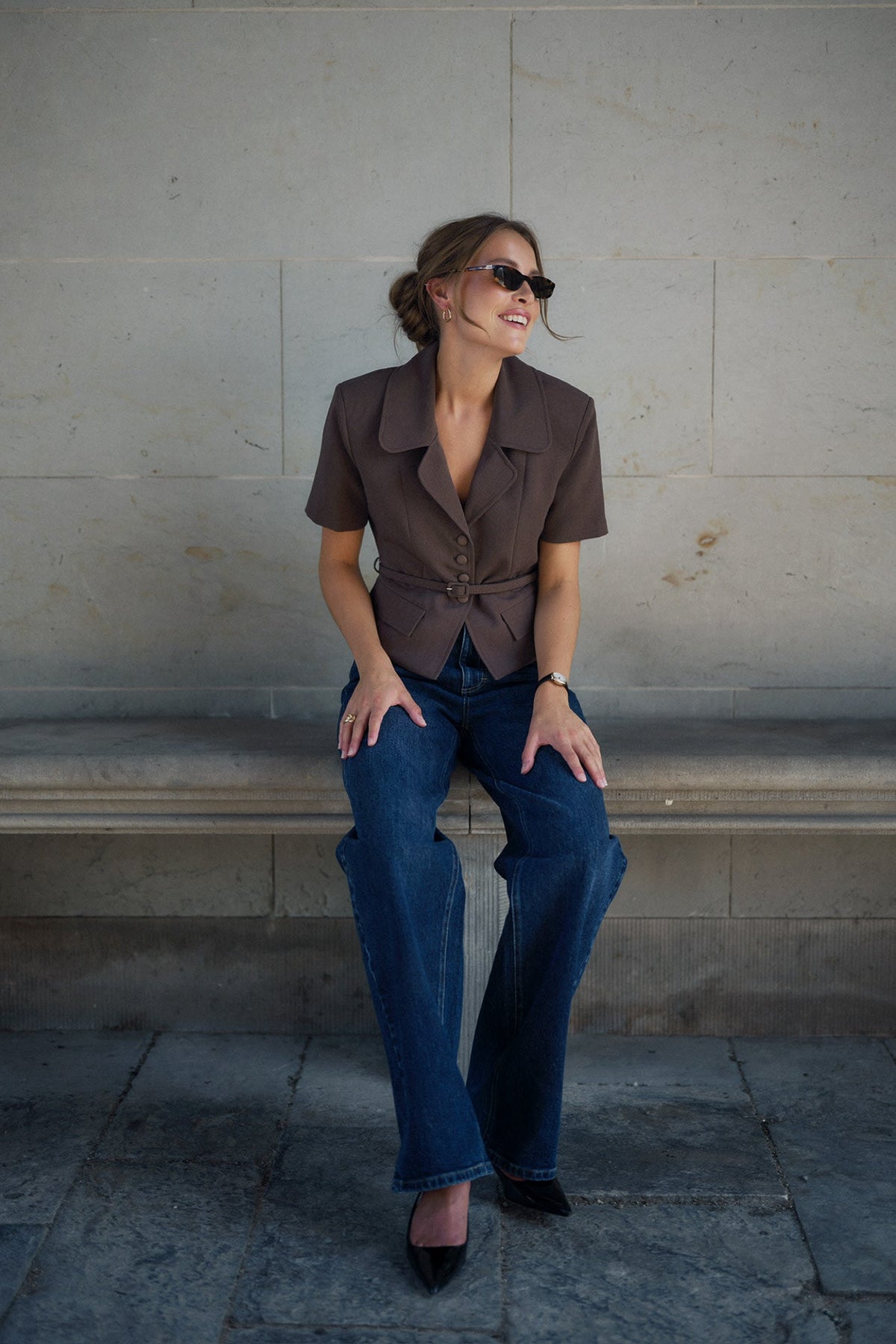 Blazer tipo T-shirt AnnieIC - Castanho-escuro