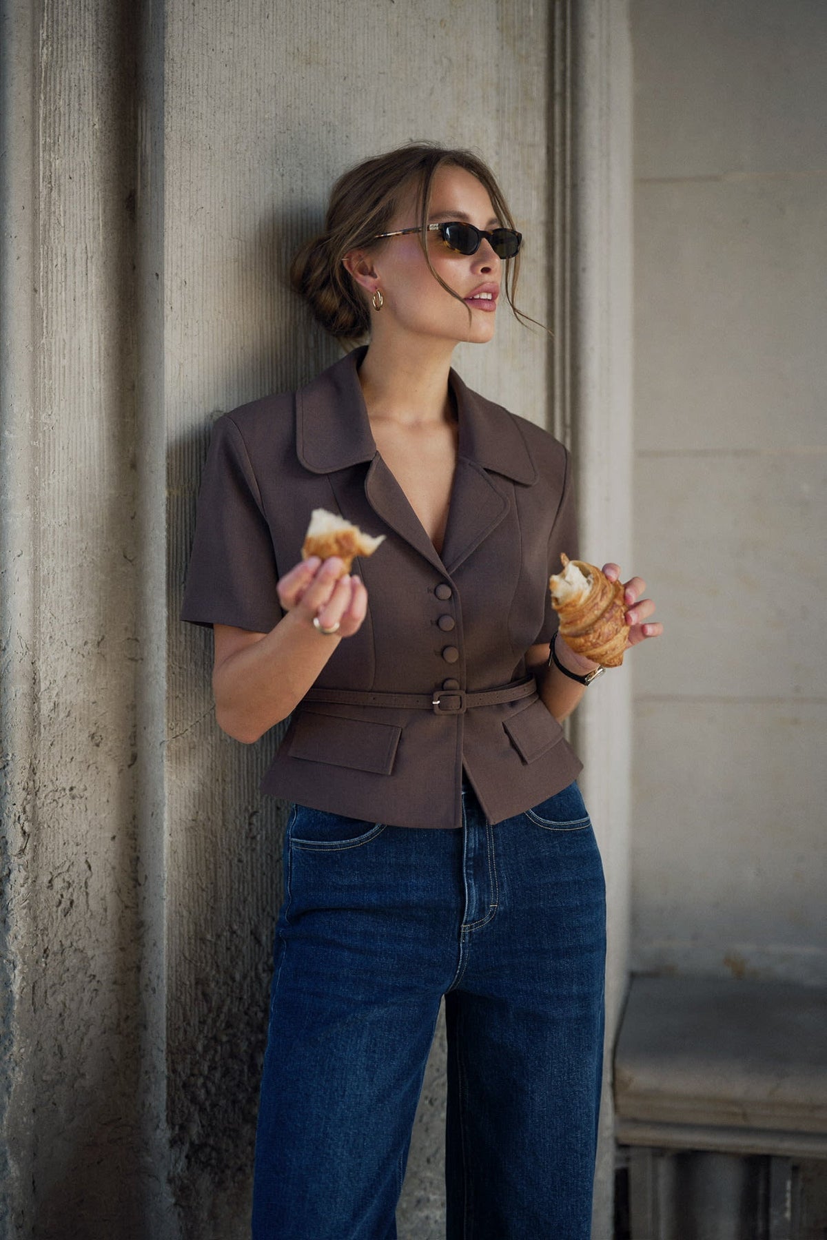 Blazer tipo T-shirt AnnieIC - Castanho-escuro