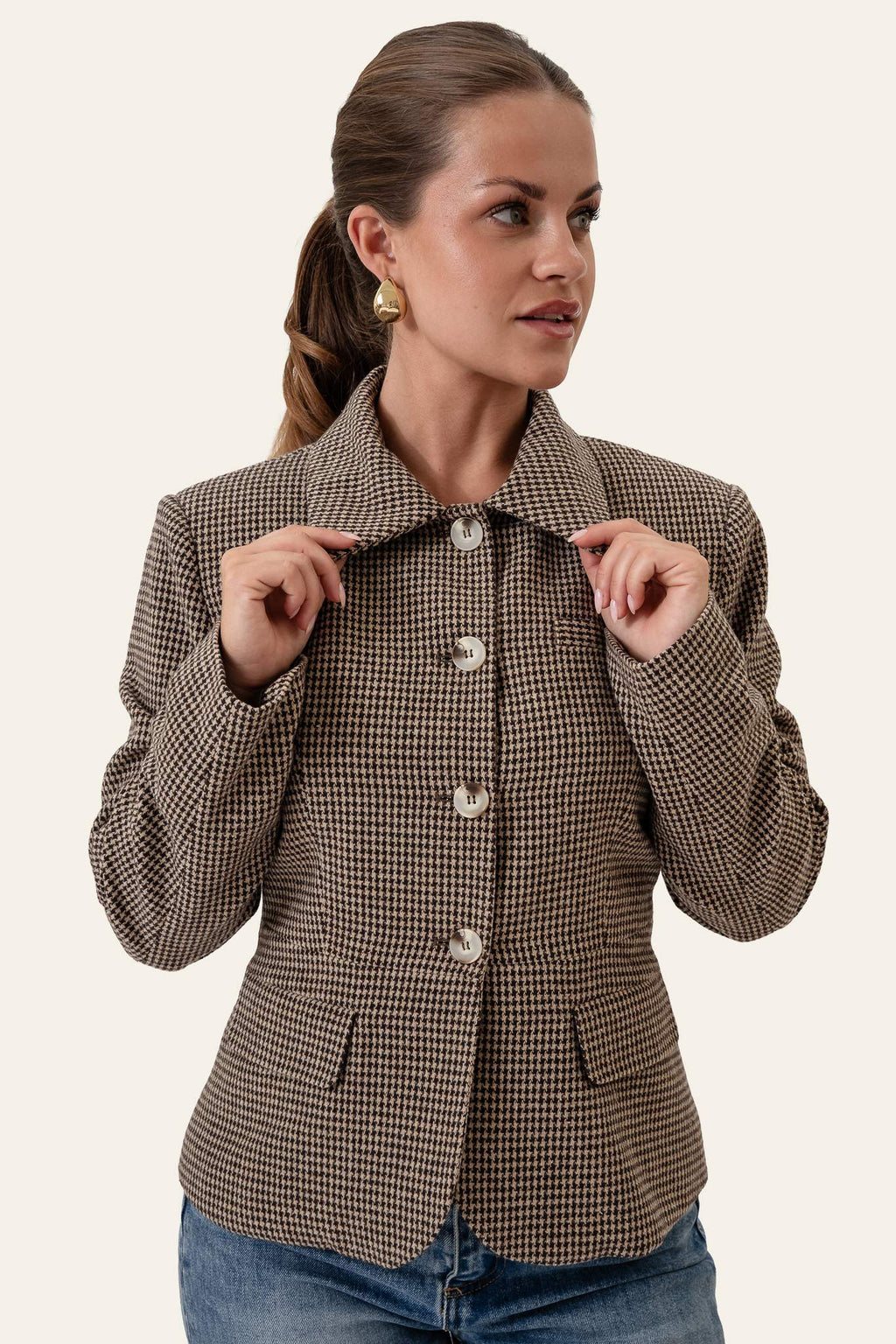 Blazer MillieIC - Castanho axadrezado