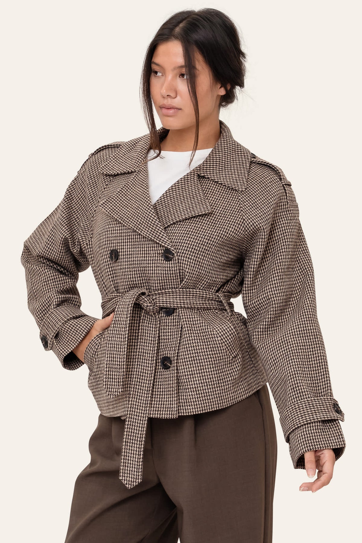 Gabardine VeraIC – Xadrez Castanho