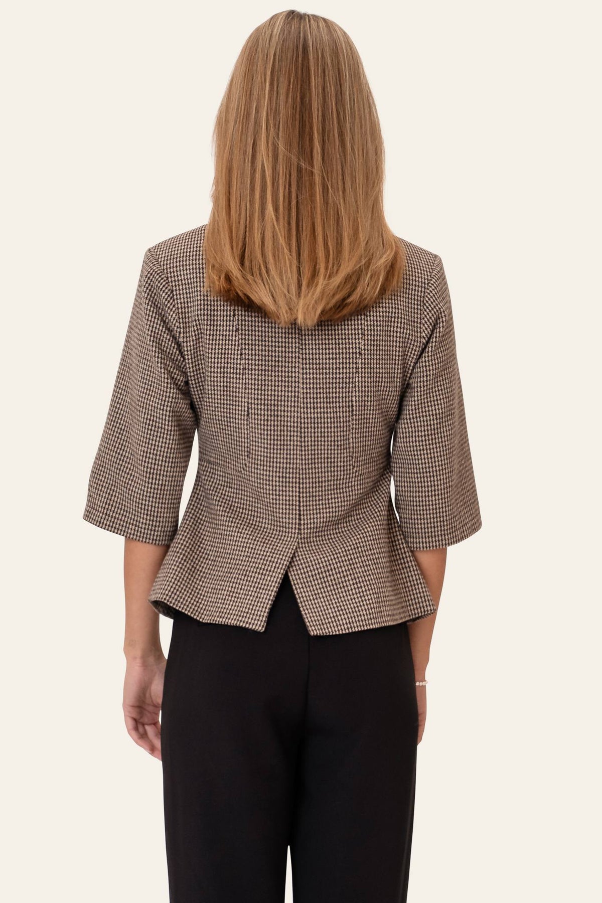 Blazer de manga curta StineIC - Xadrez castanho