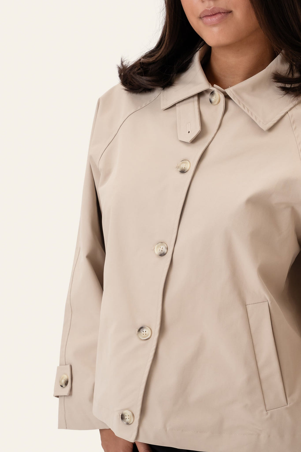 Gabardina curta AvaIC - Bege