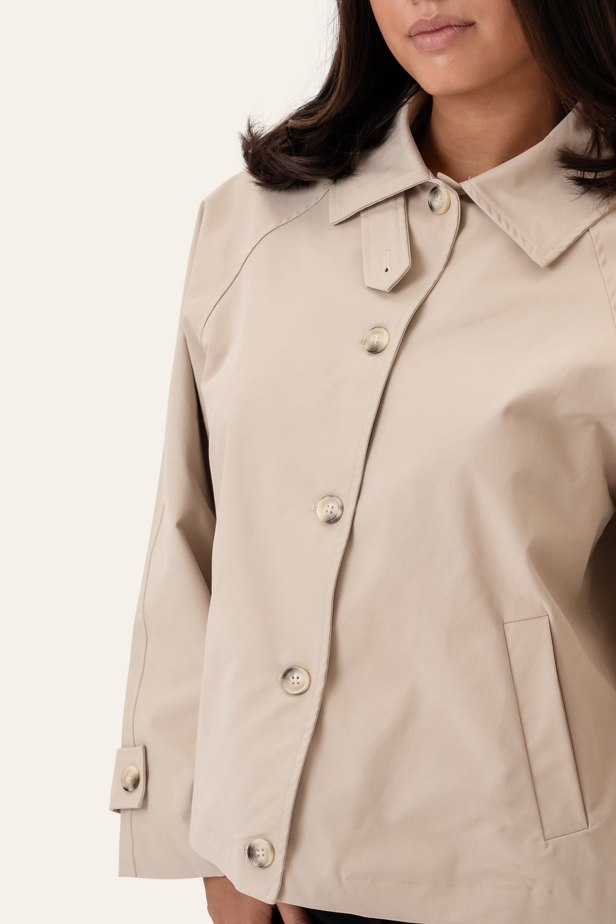 Gabardina curta AvaIC - Bege