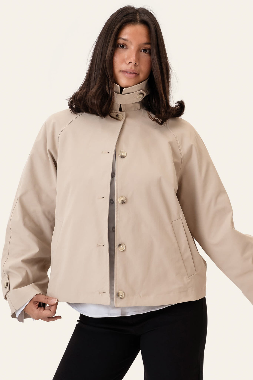 Gabardina curta AvaIC - Bege