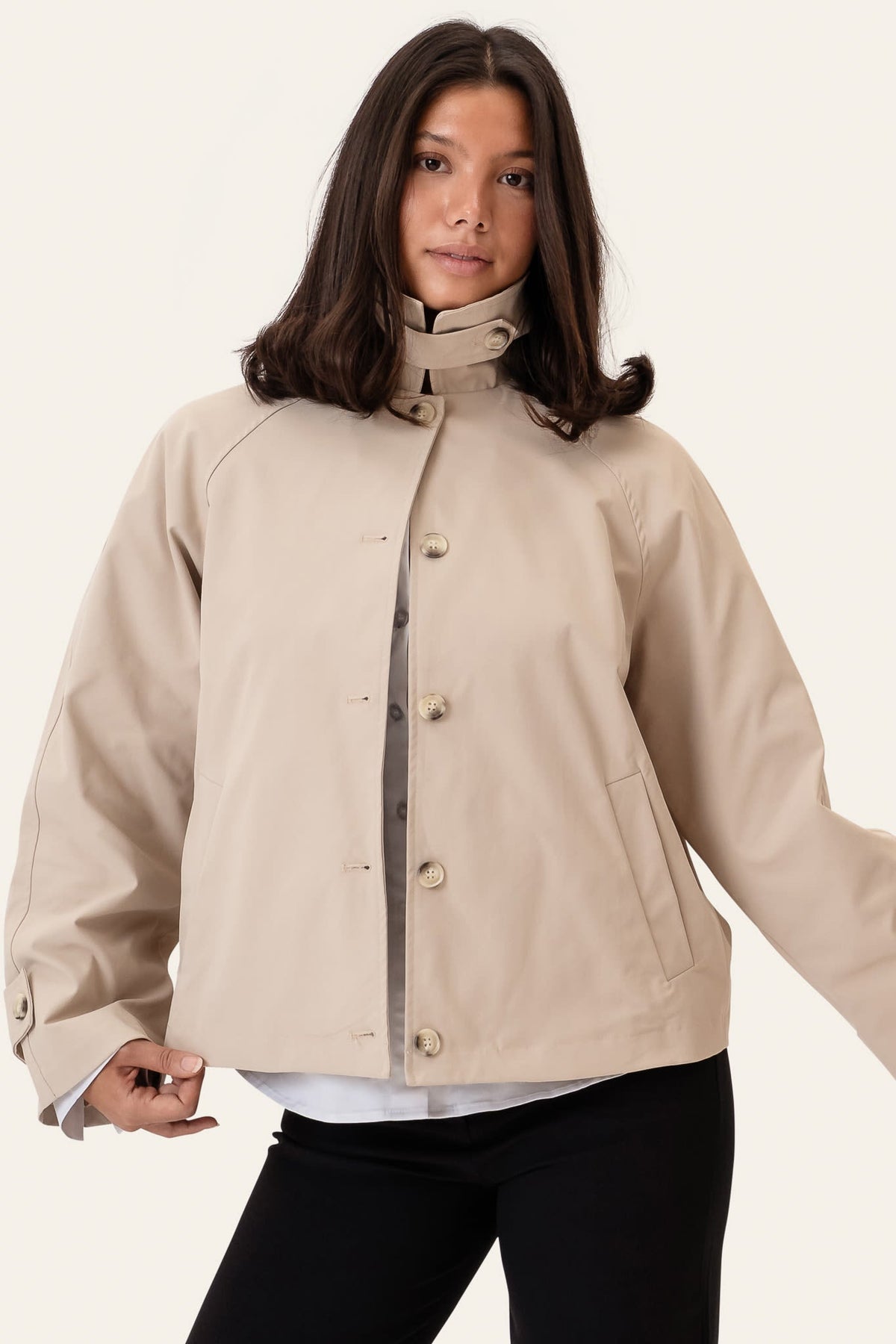 Gabardina curta AvaIC - Bege