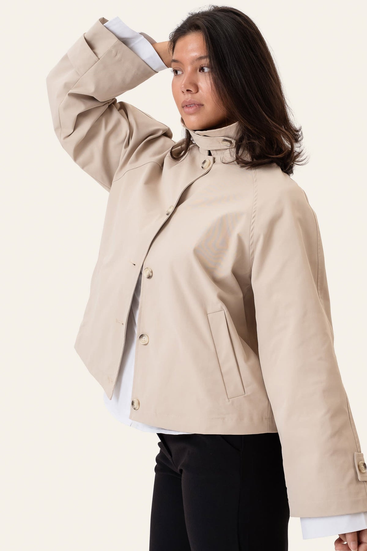Gabardina curta AvaIC - Bege