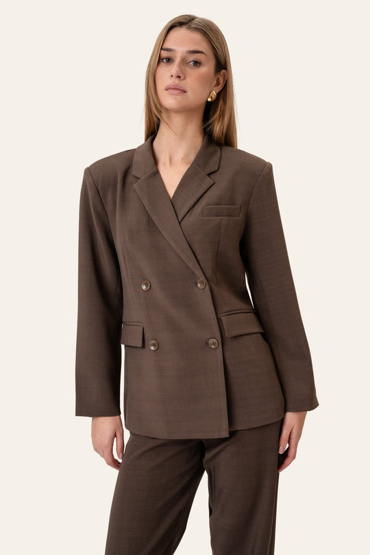Blazer cruzado SignatureIC - Castanho escuro