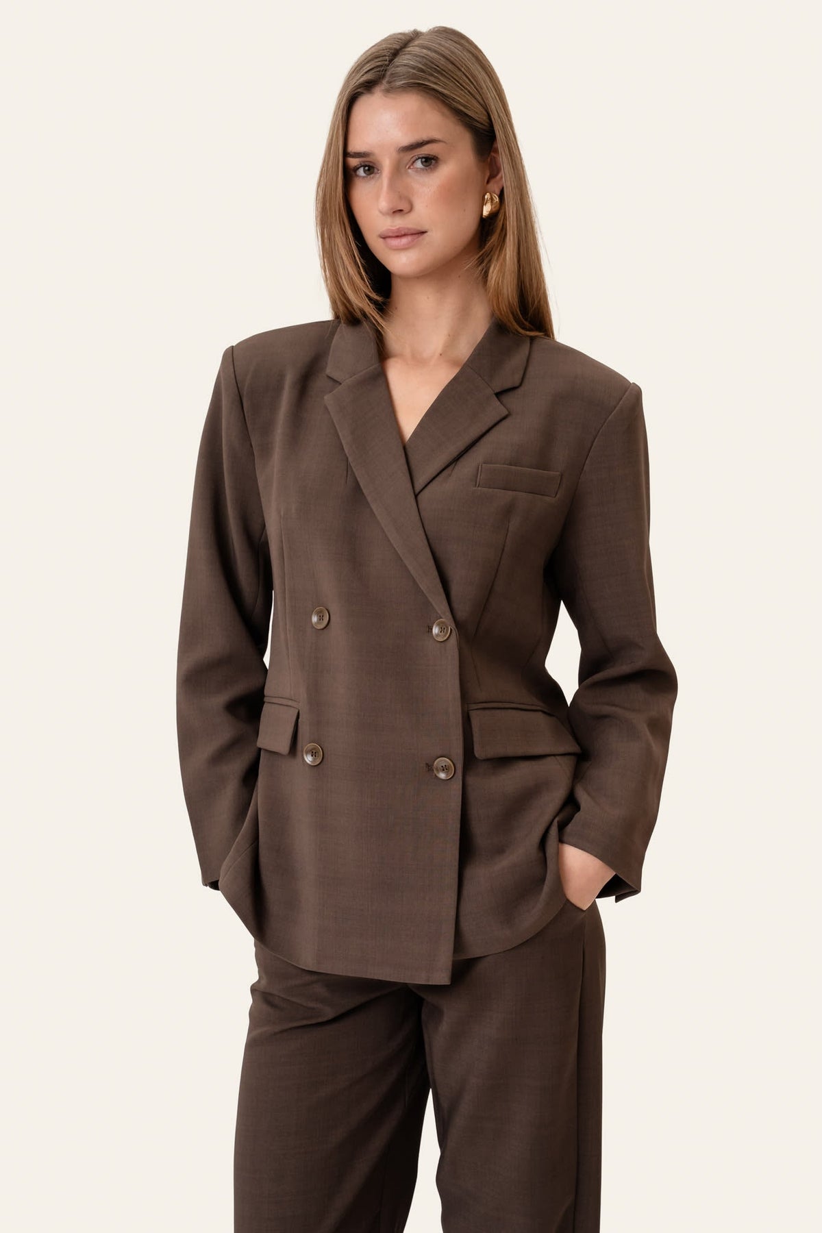 Blazer cruzado SignatureIC - Castanho escuro