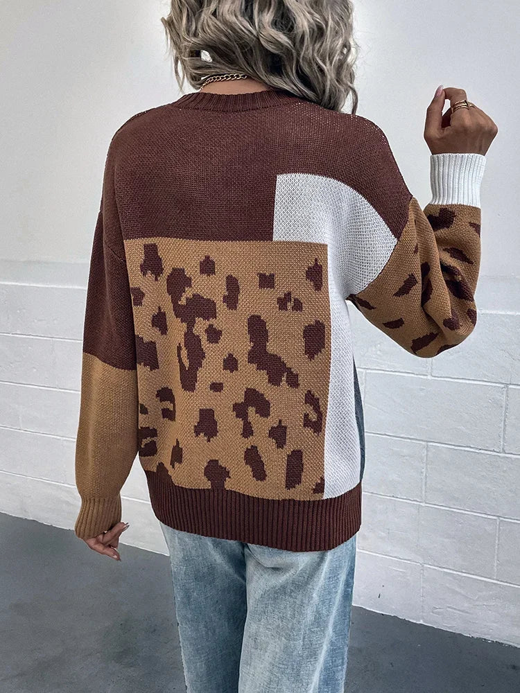 Le clair | Camisola vintage com padrão de leopardo em patchwork