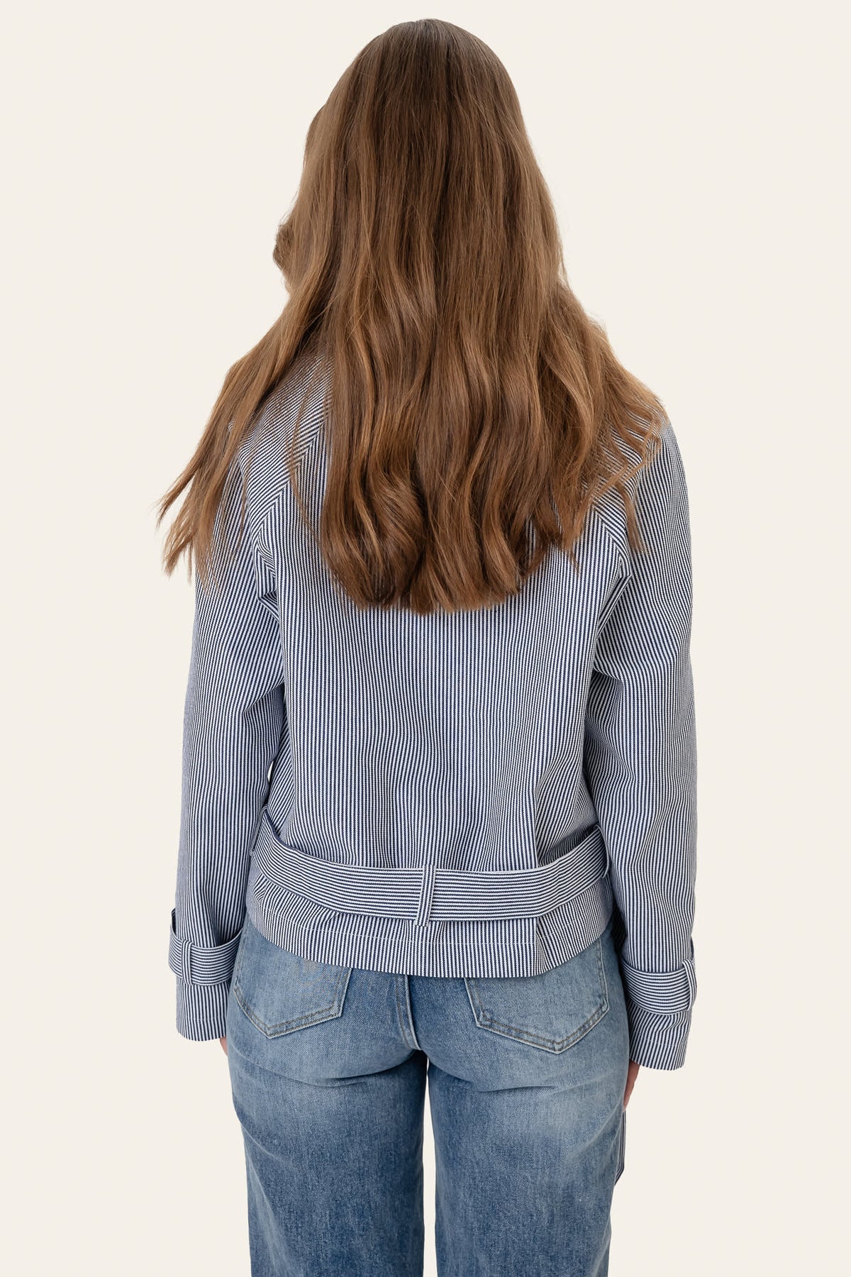 Gabardina AlmaIC – Riscas azuis tecidas
