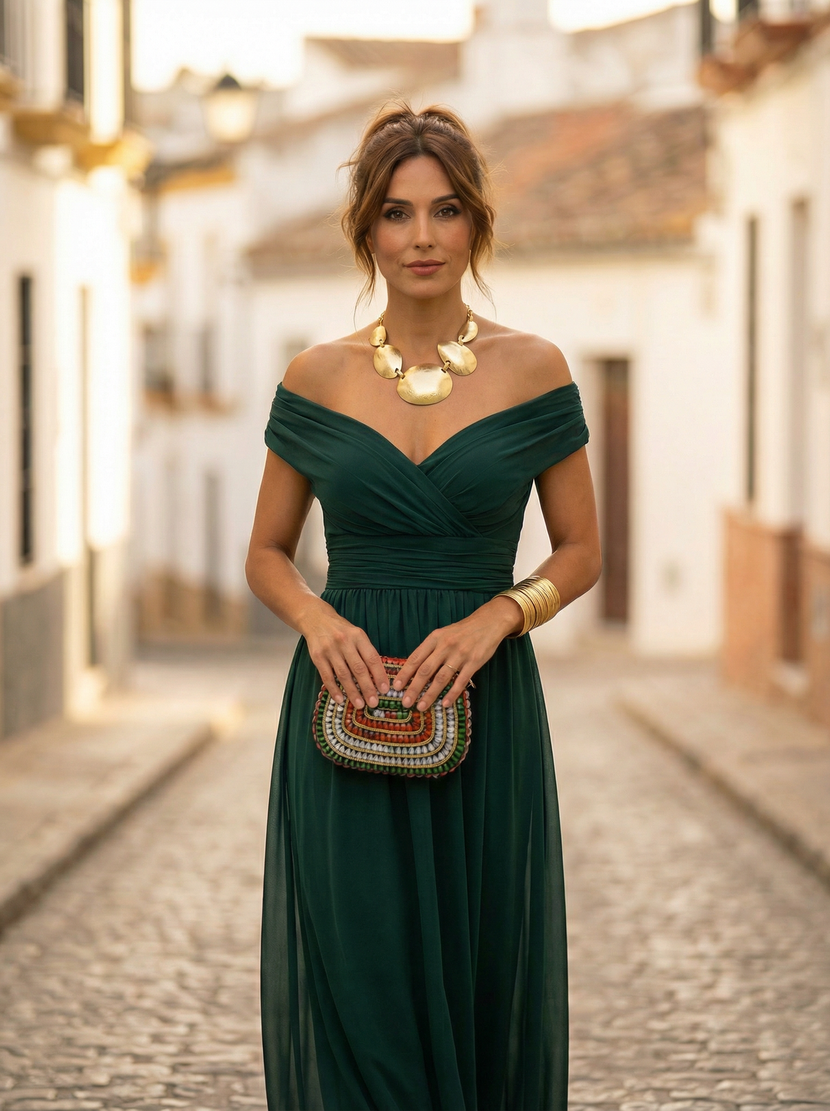 Leo | Vestido comprido com decote em V elegante